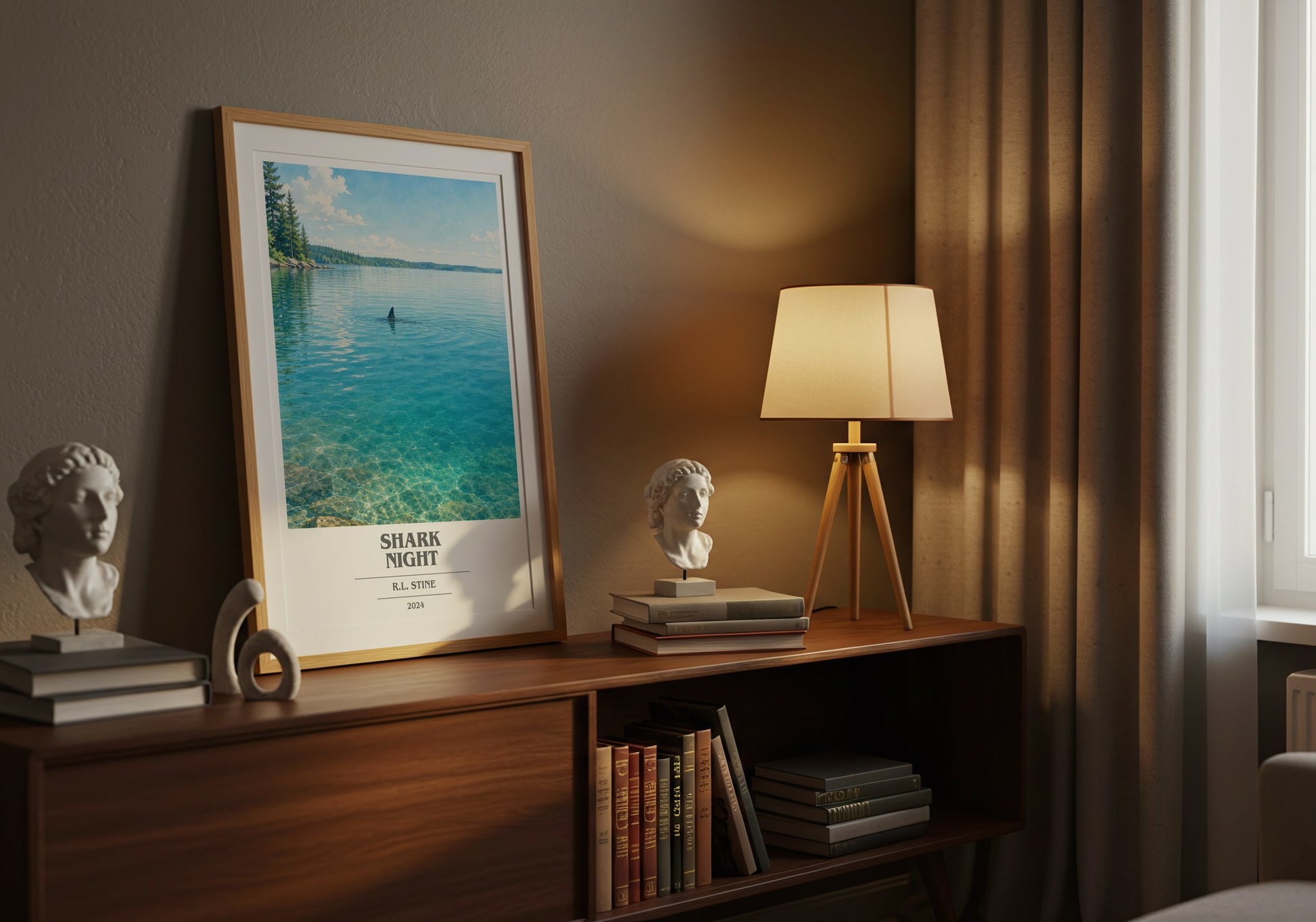 Shark Night book cover book poster framed on wall – horror wall art