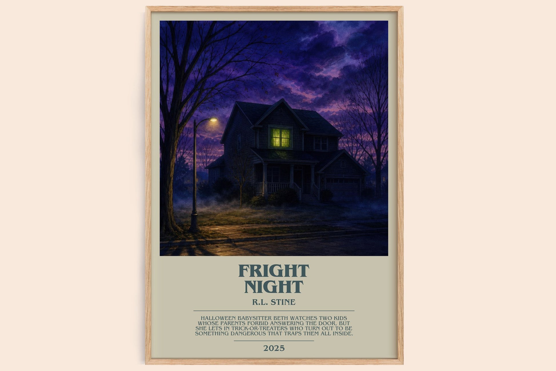 Fright Night bookish book poster by R.L. Stine – framed literary art print
