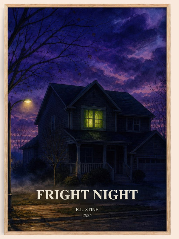 Fright Night watercolour book poster by R.L. Stine – framed literary art print