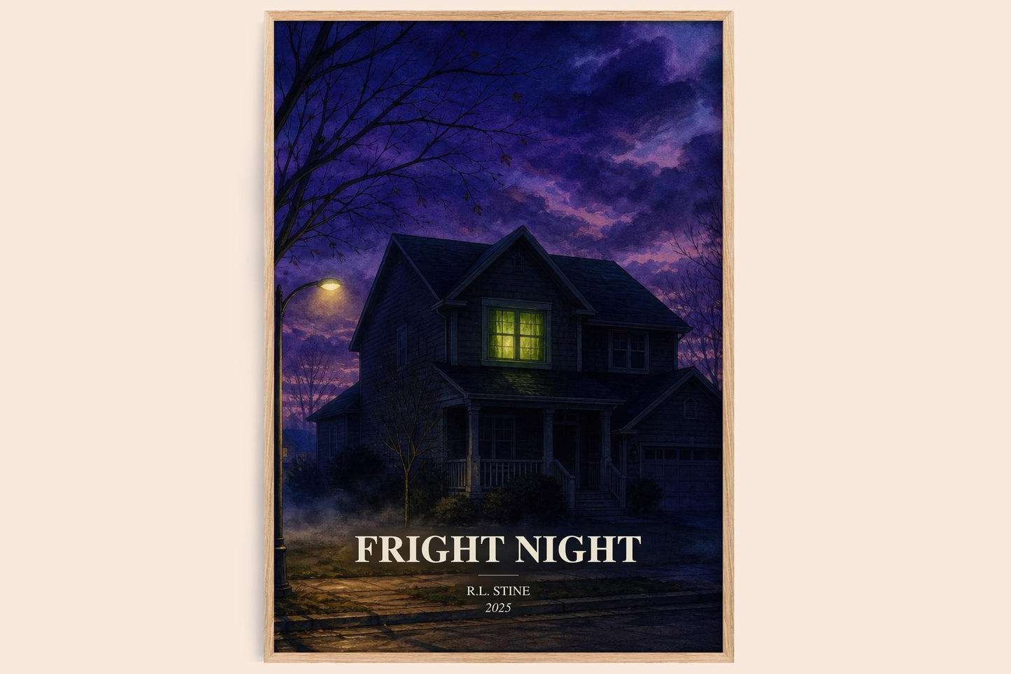 Fright Night watercolour book poster by R.L. Stine – framed literary art print
