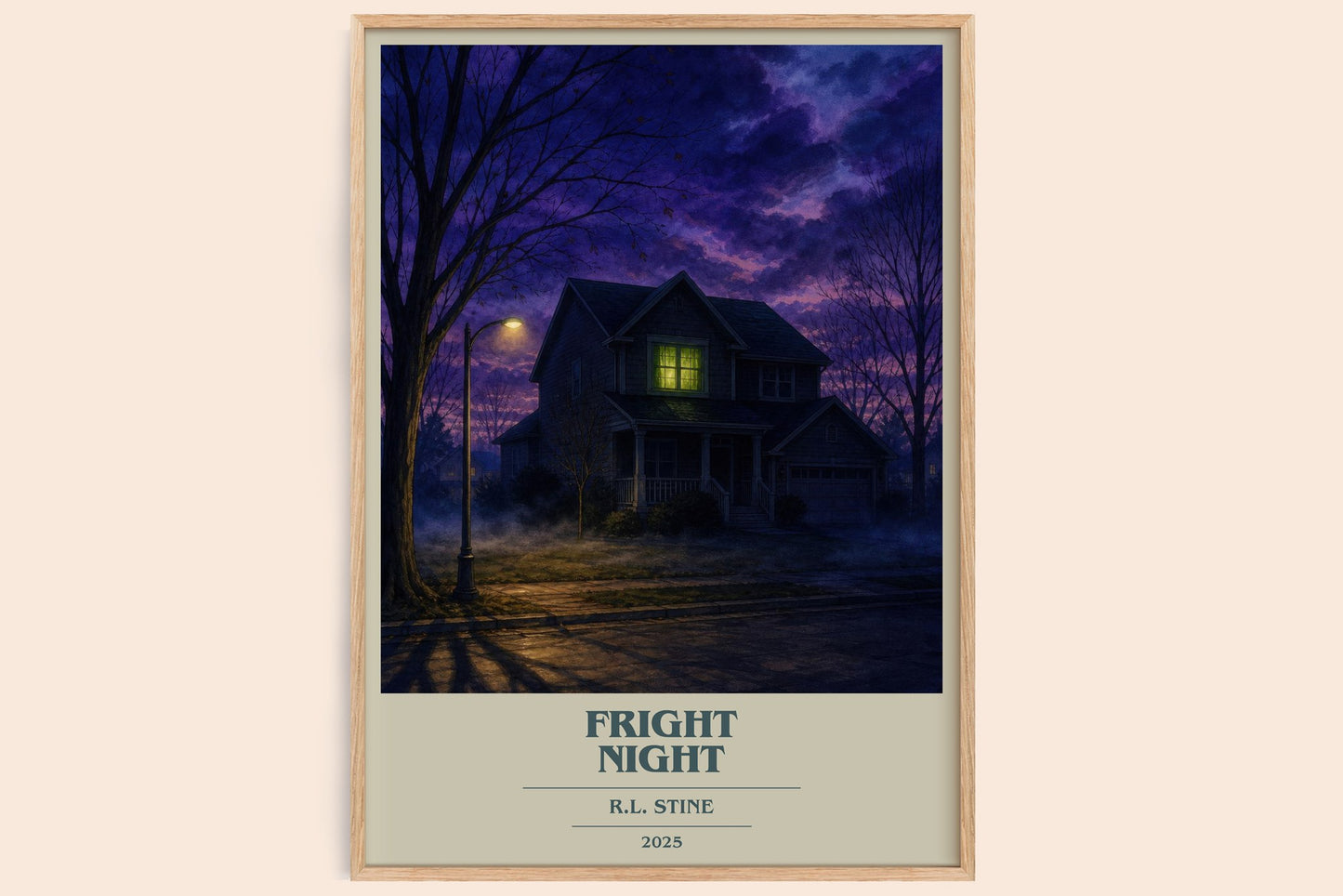 Fright Night book cover book poster by R.L. Stine – framed literary art print