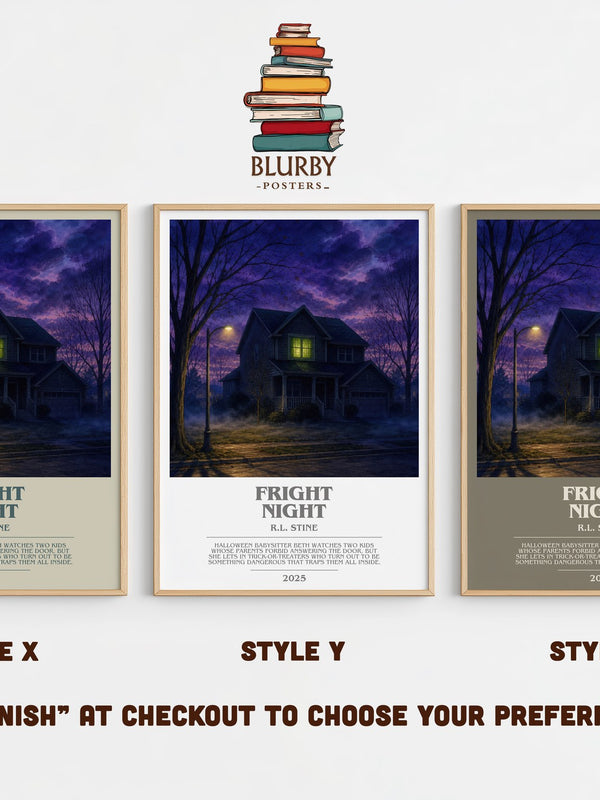 Fright Night bookish print in frame leaning in hallway – horror wall art
