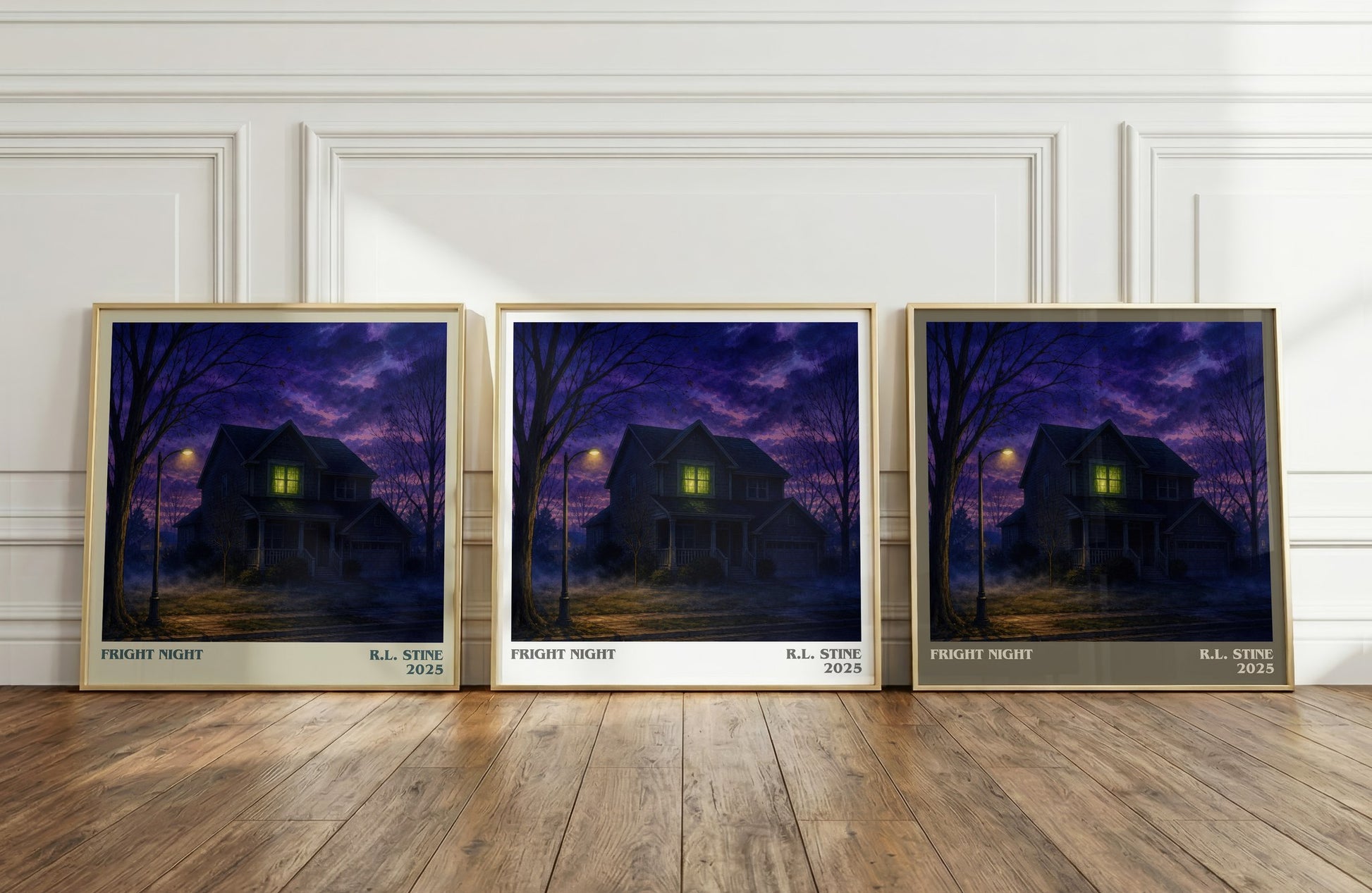 Fright Night literary art print colour and style options – R.L. Stine book art