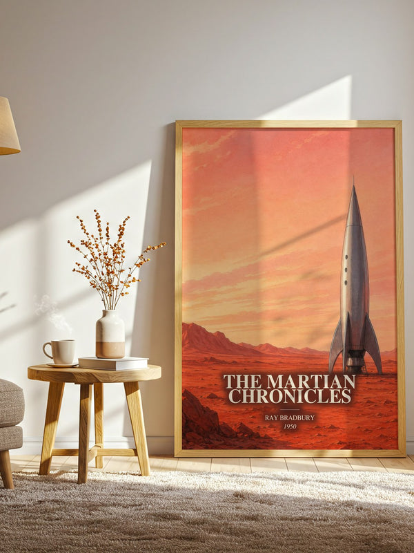 The Martian Chronicles watercolour print in frame leaning in hallway – sci fi wall art