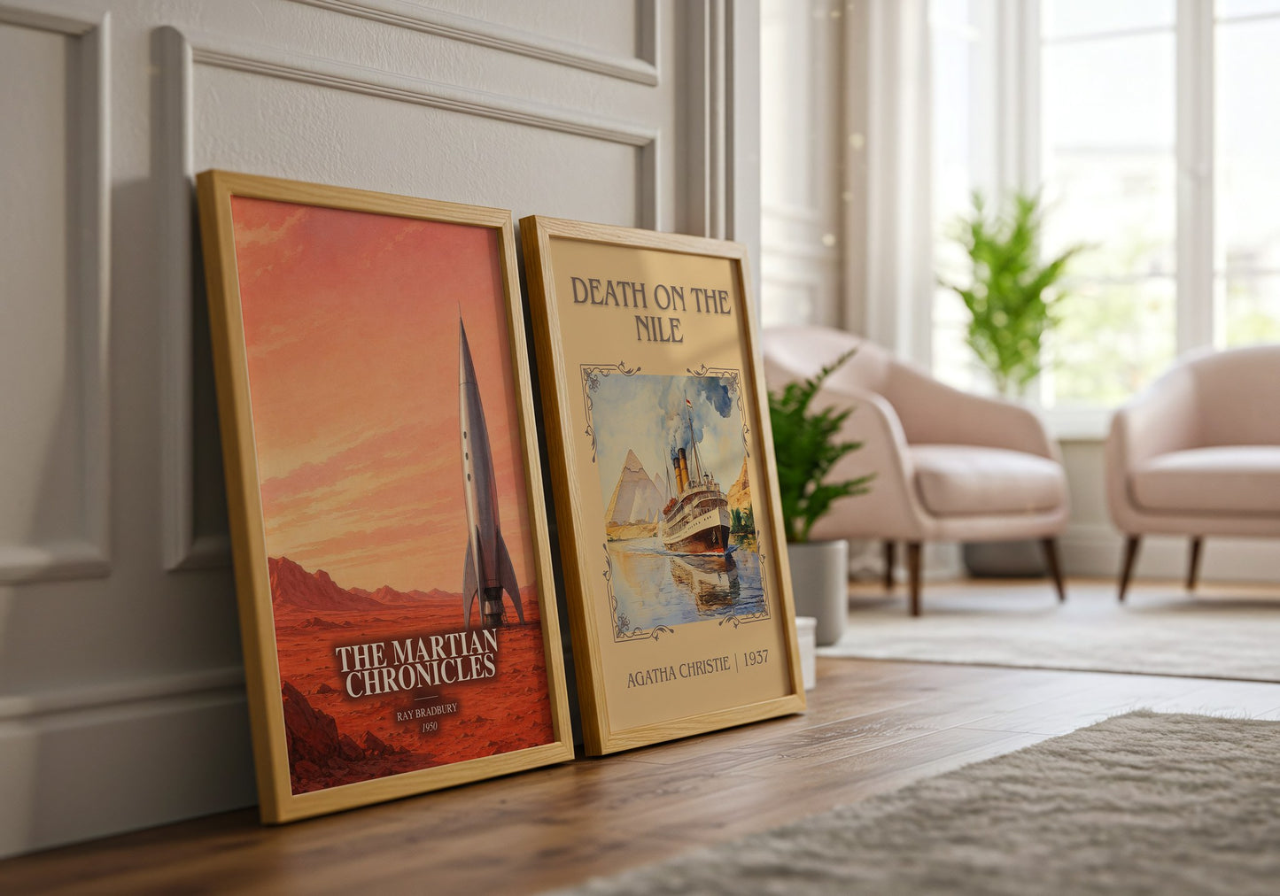 The Martian Chronicles watercolour print framed by window – literary home decor