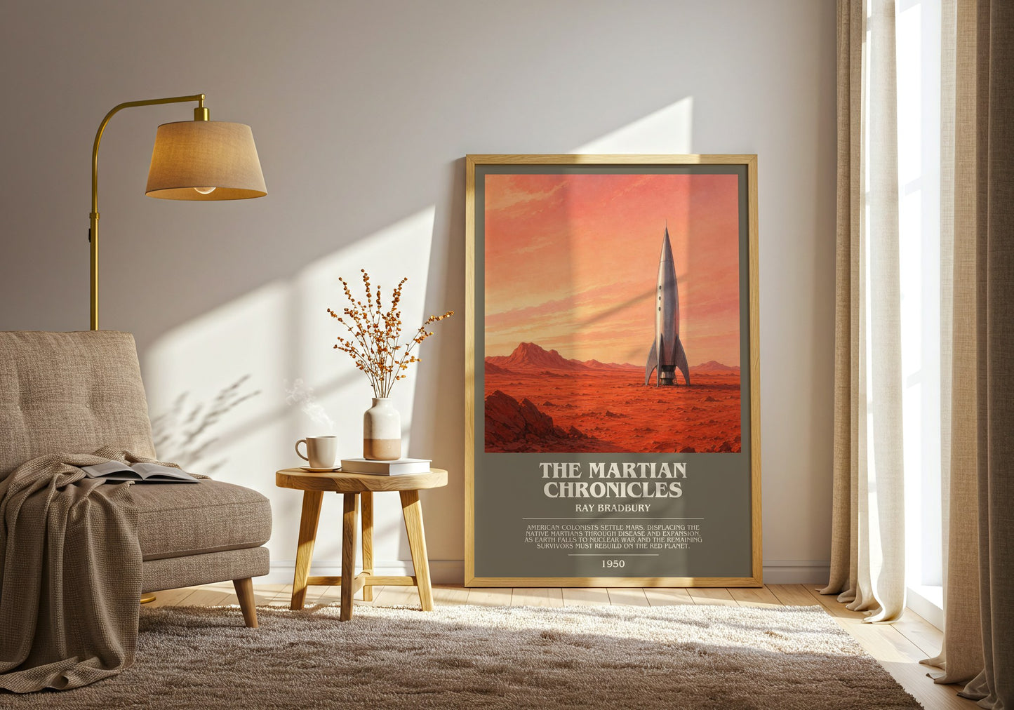 The Martian Chronicles bookish print on bookshelf – Ray Bradbury fan gift