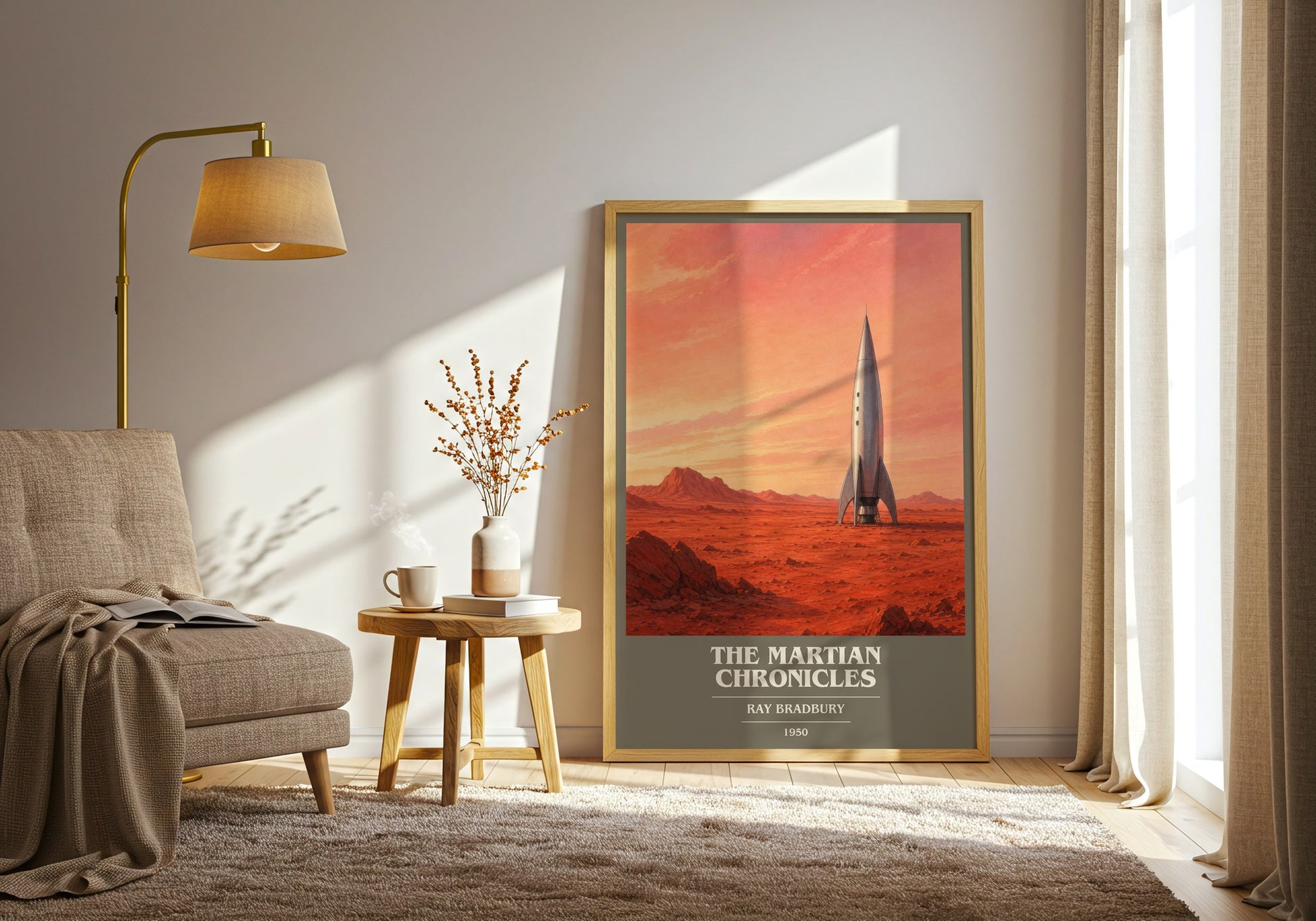 The Martian Chronicles book cover print on bookshelf – Ray Bradbury fan gift