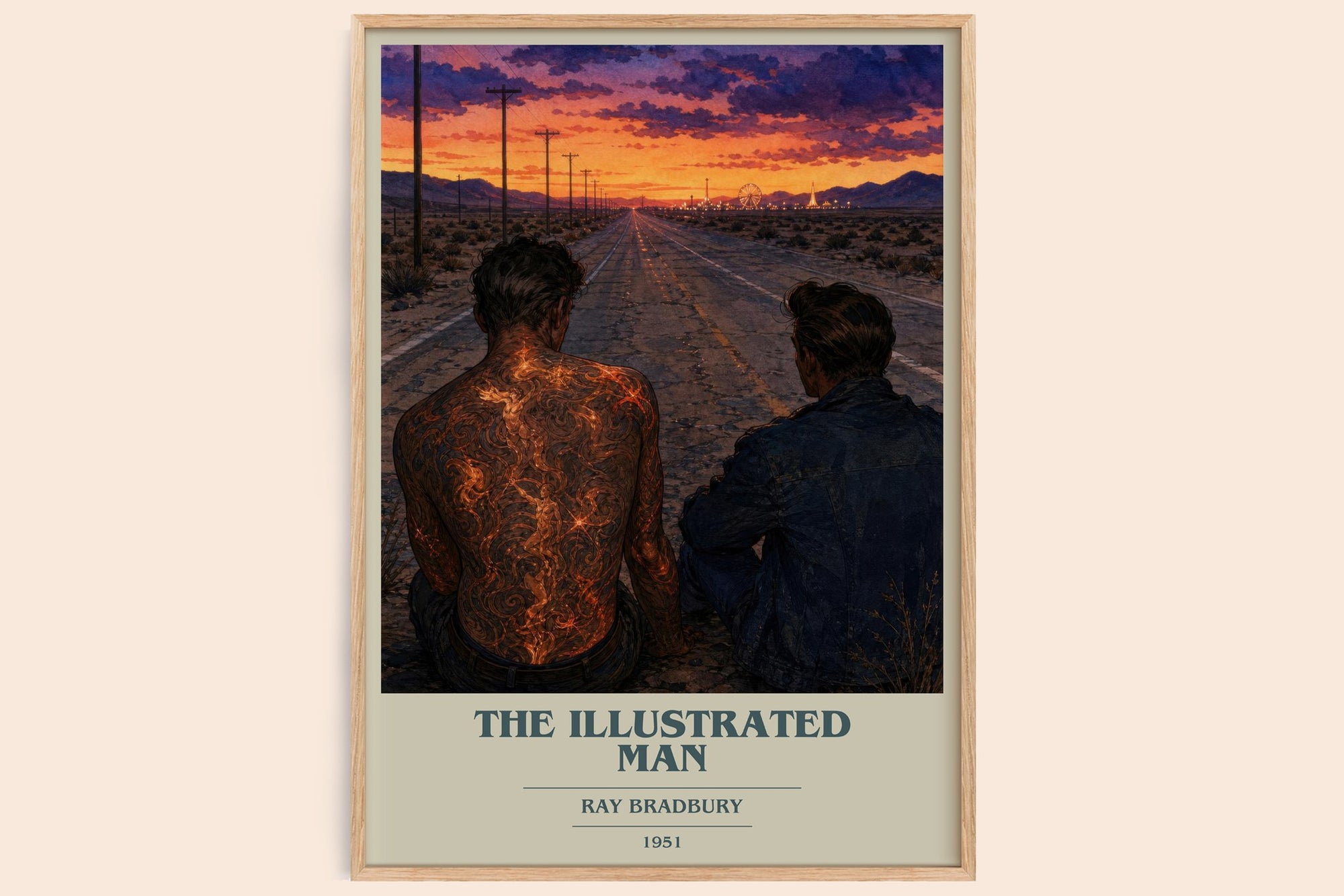 The Illustrated Man book cover book poster by Ray Bradbury – framed literary art print
