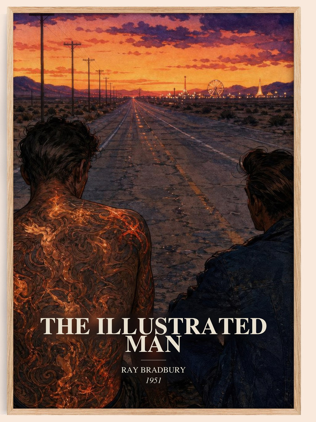 The Illustrated Man watercolour book poster by Ray Bradbury – framed literary art print