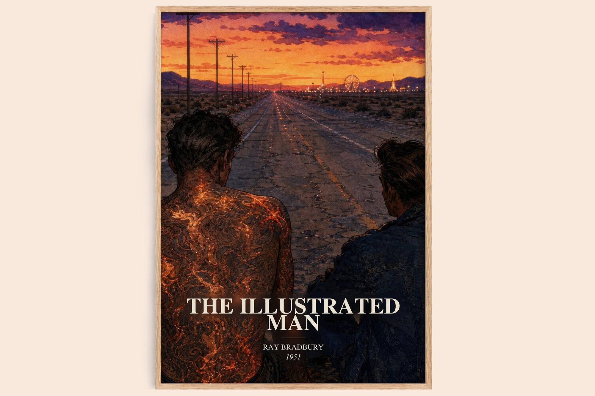 The Illustrated Man watercolour book poster by Ray Bradbury – framed literary art print