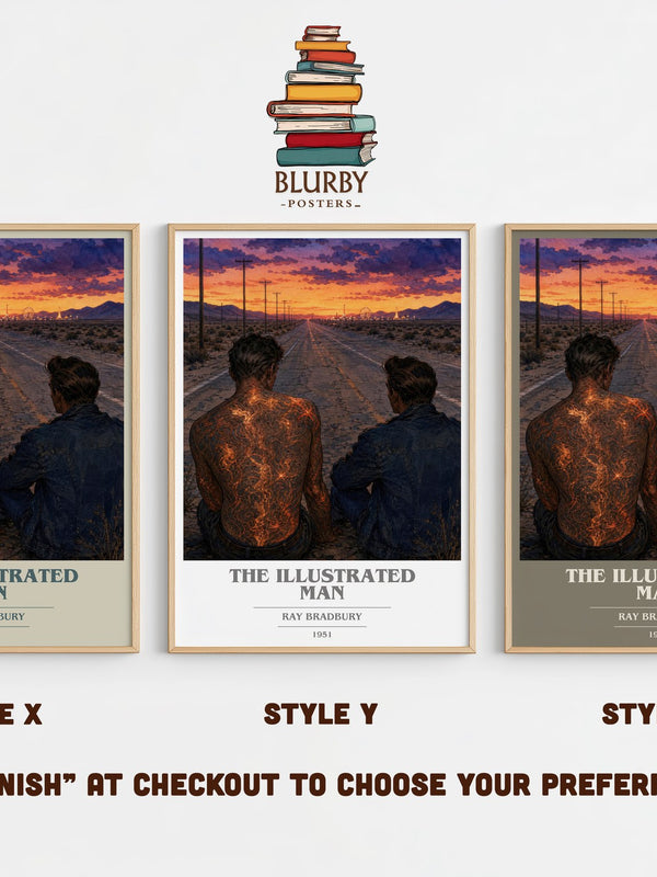 The Illustrated Man book cover print in frame leaning in hallway – sci fi wall art