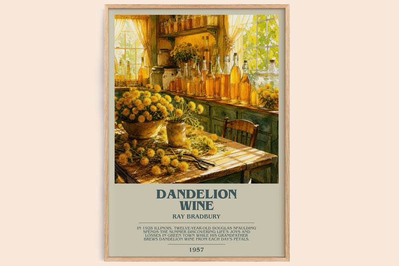Dandelion Wine bookish book poster by Ray Bradbury – framed literary art print