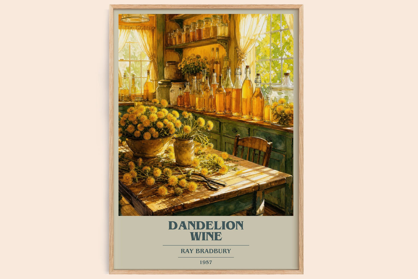 Dandelion Wine book cover book poster by Ray Bradbury – framed literary art print