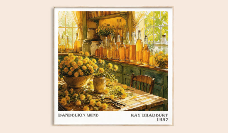 Dandelion Wine literary book poster by Ray Bradbury – framed literary art print