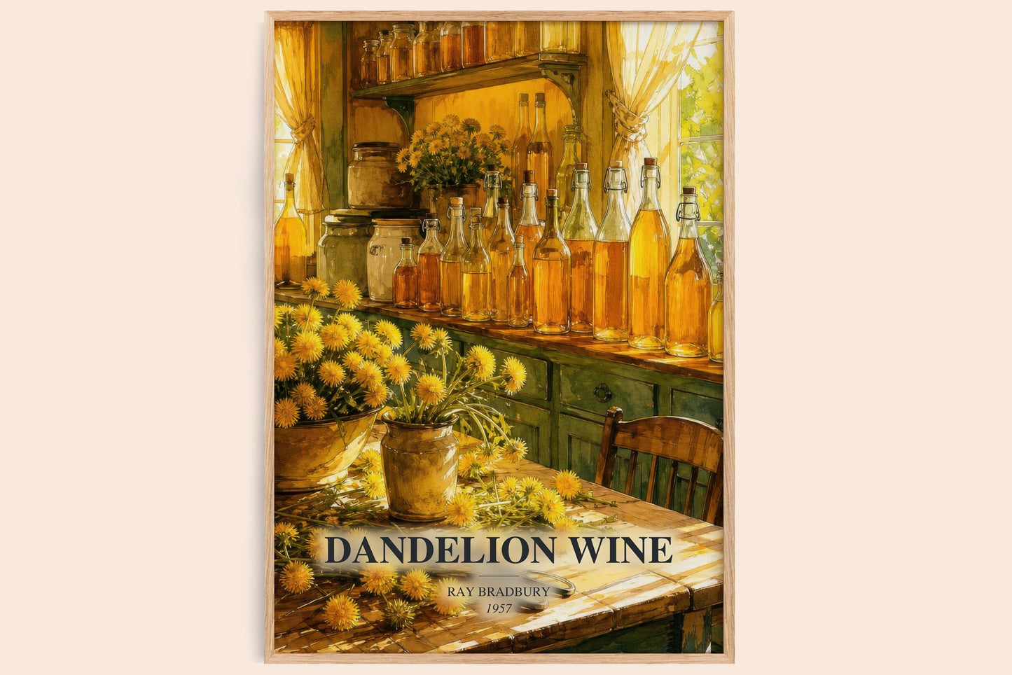 Dandelion Wine watercolour book poster by Ray Bradbury – framed literary art print