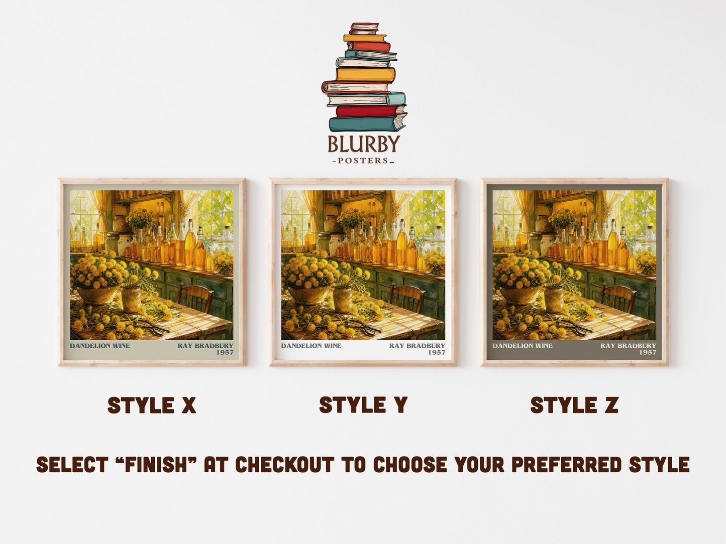 Dandelion Wine literary print in frame leaning in hallway – coming of age wall art