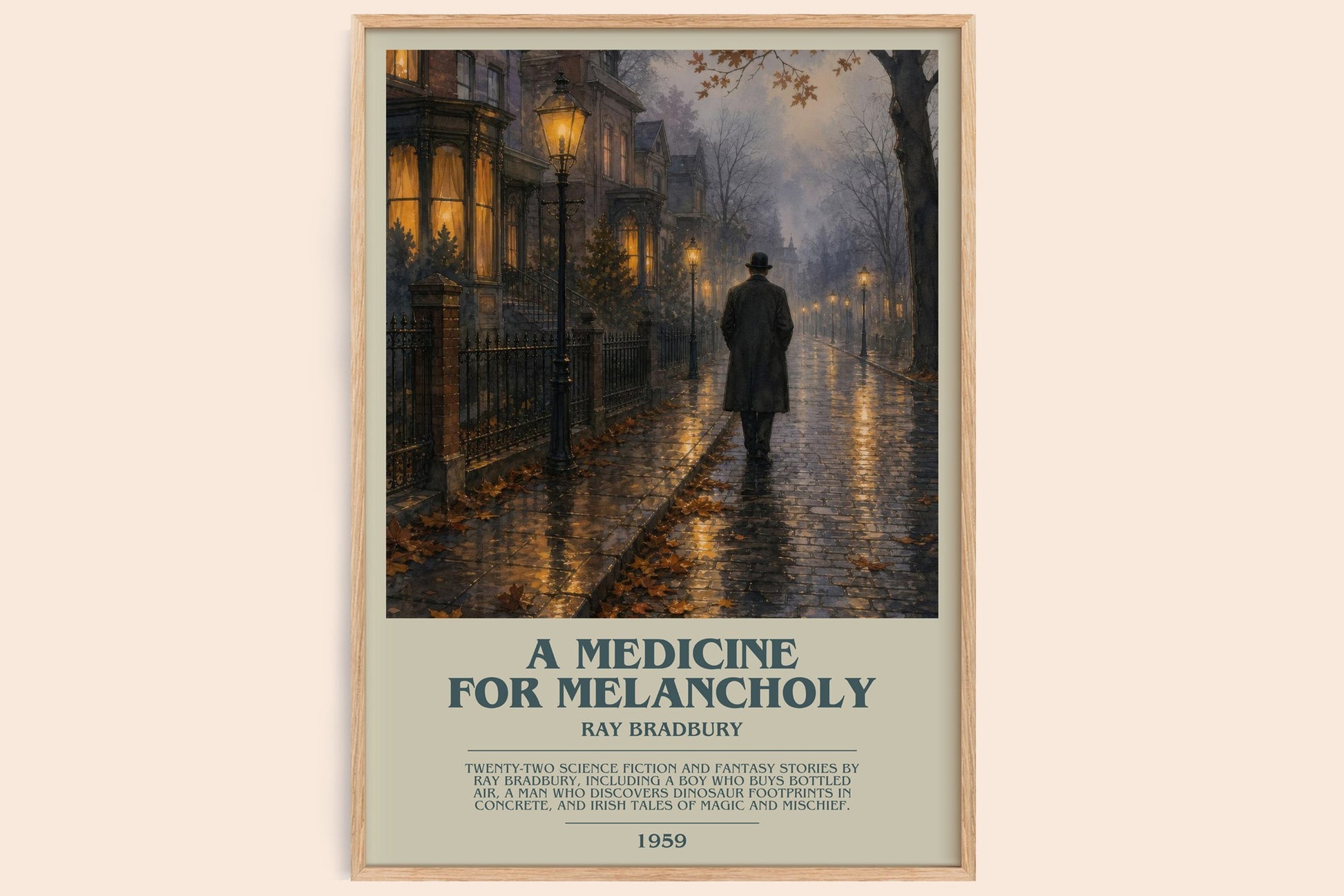 A Medicine For Melancholy bookish book poster by Ray Bradbury – framed literary art print