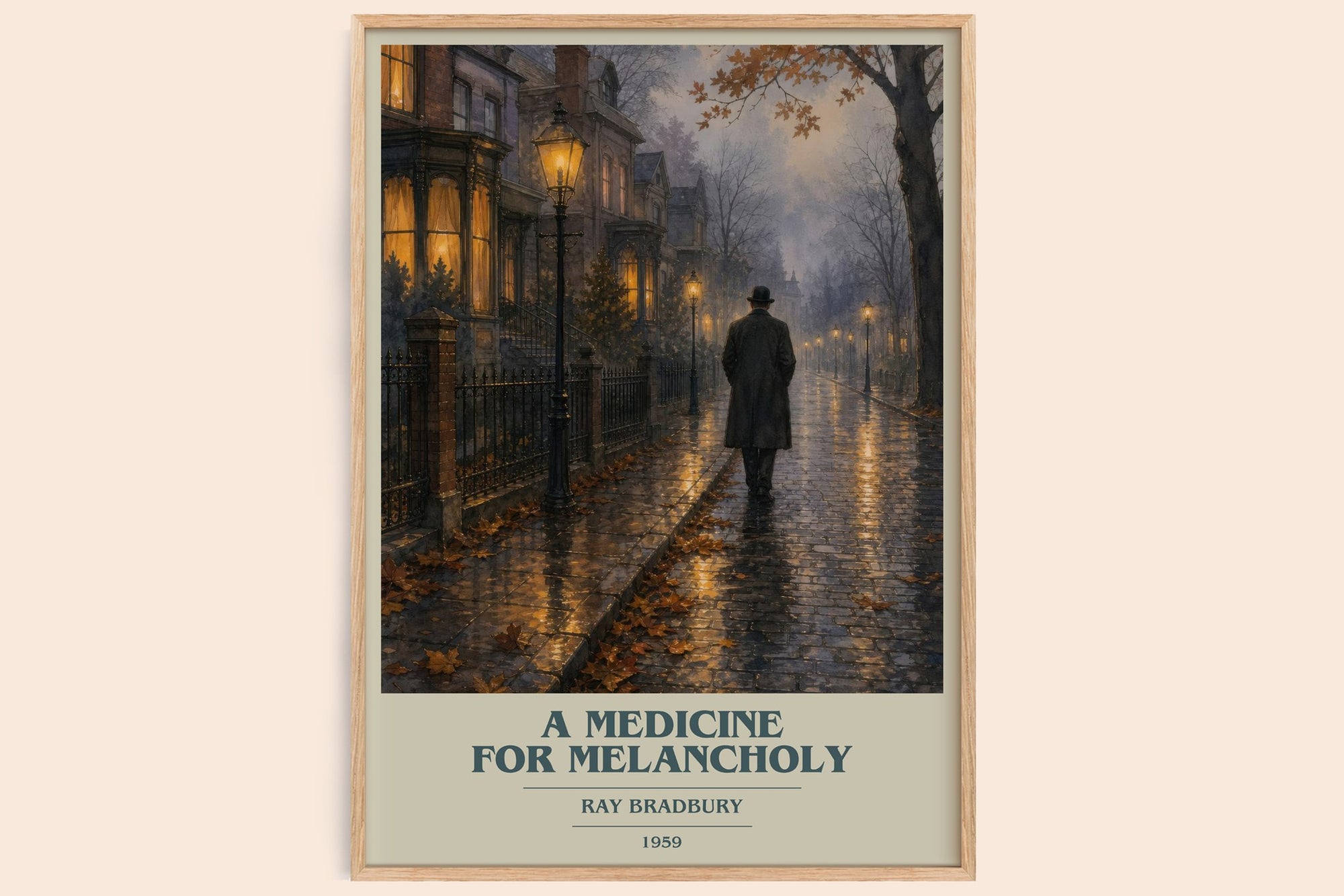 A Medicine For Melancholy book cover book poster by Ray Bradbury – framed literary art print