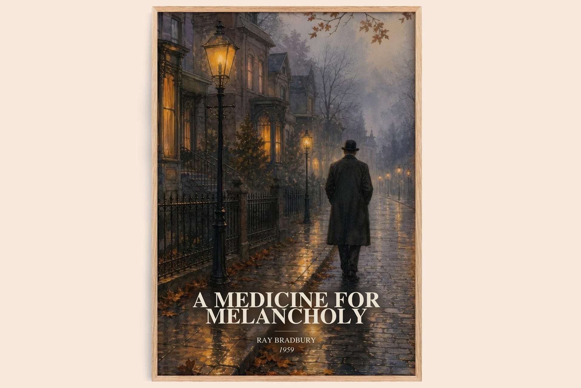 A Medicine For Melancholy watercolour book poster by Ray Bradbury – framed literary art print