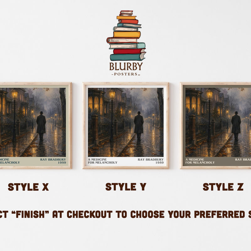 A Medicine For Melancholy literary print in frame leaning in hallway – sci fi wall art