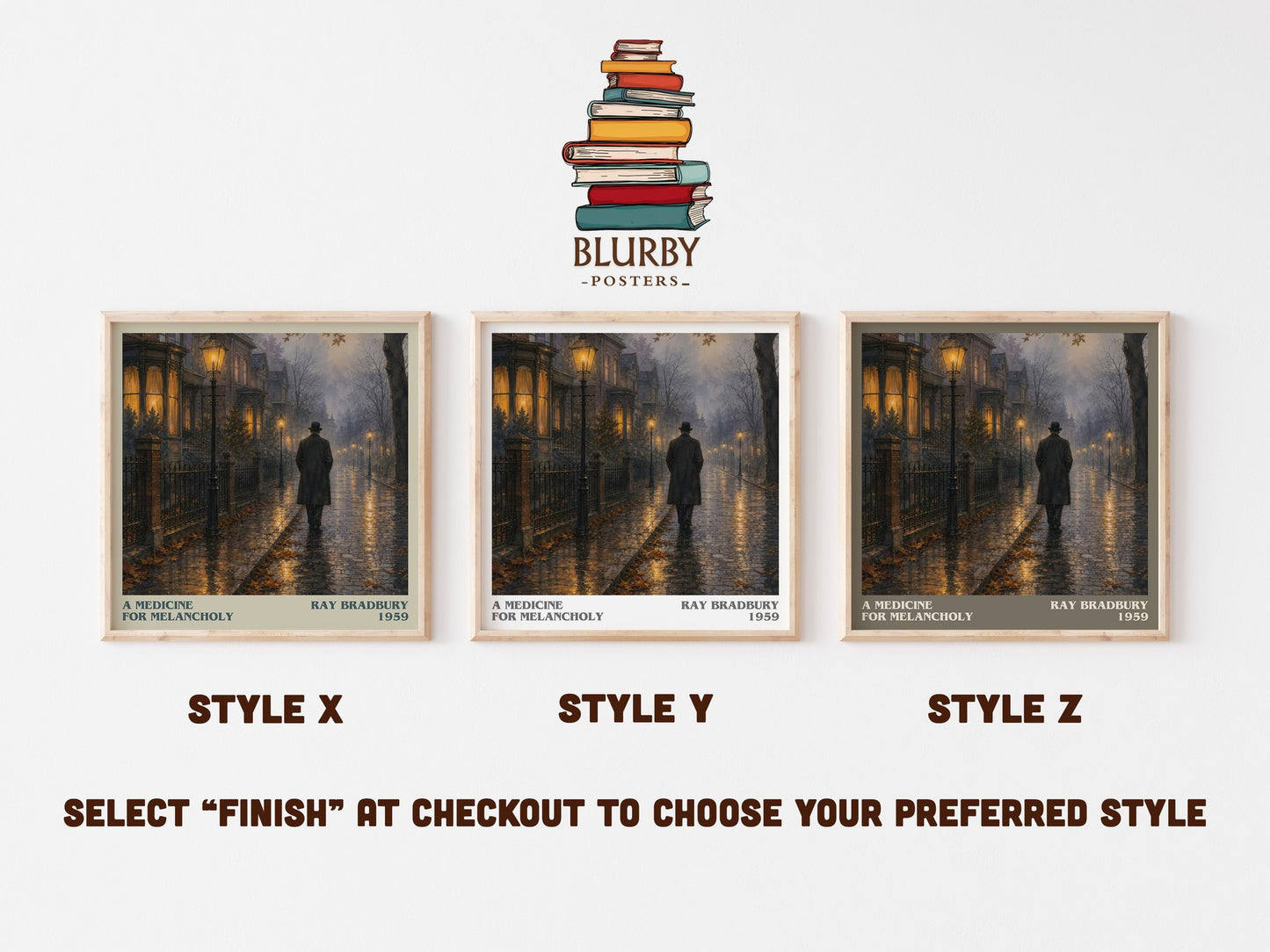 A Medicine For Melancholy literary print in frame leaning in hallway – sci fi wall art