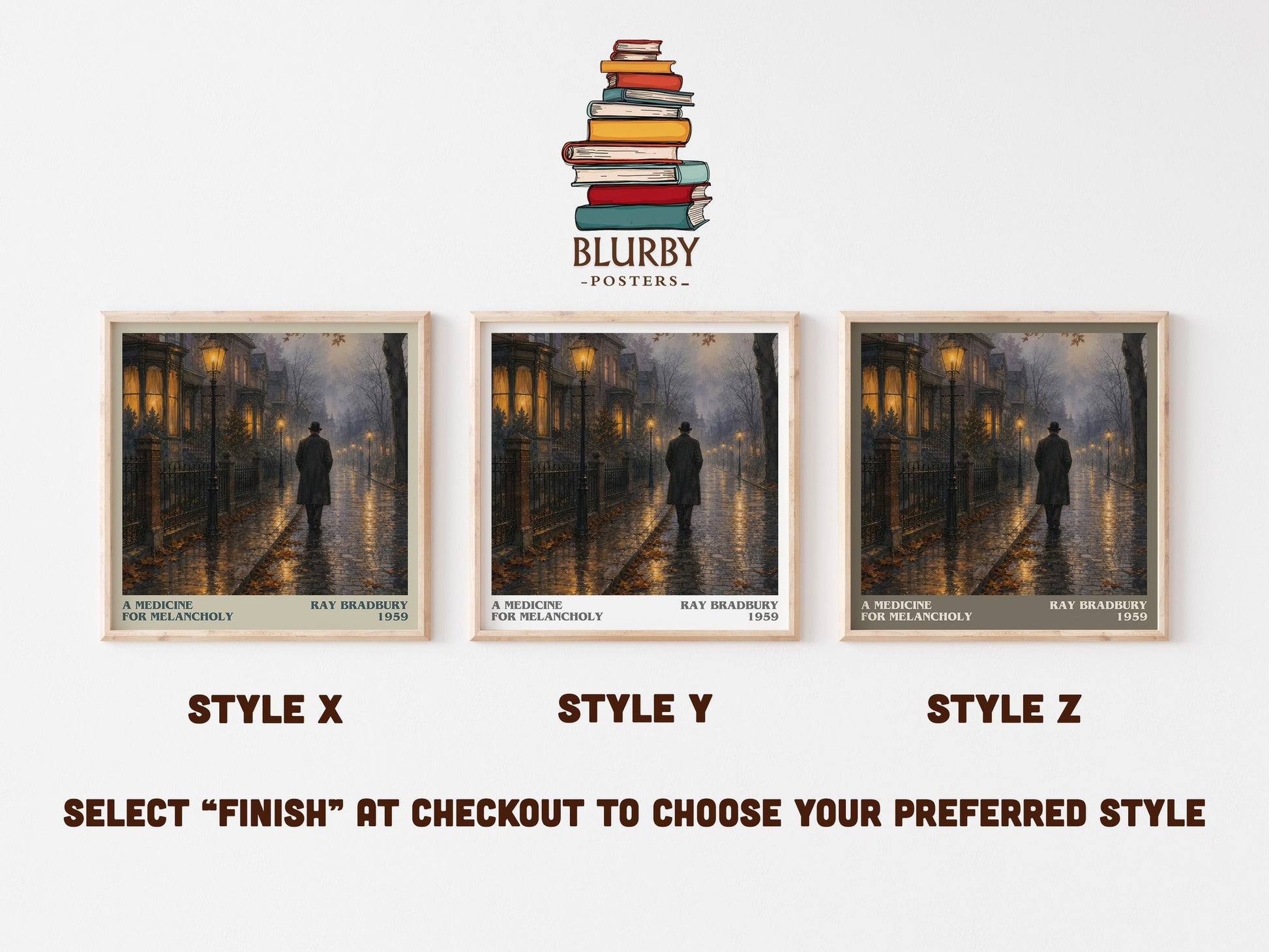 A Medicine For Melancholy literary print in frame leaning in hallway – sci fi wall art