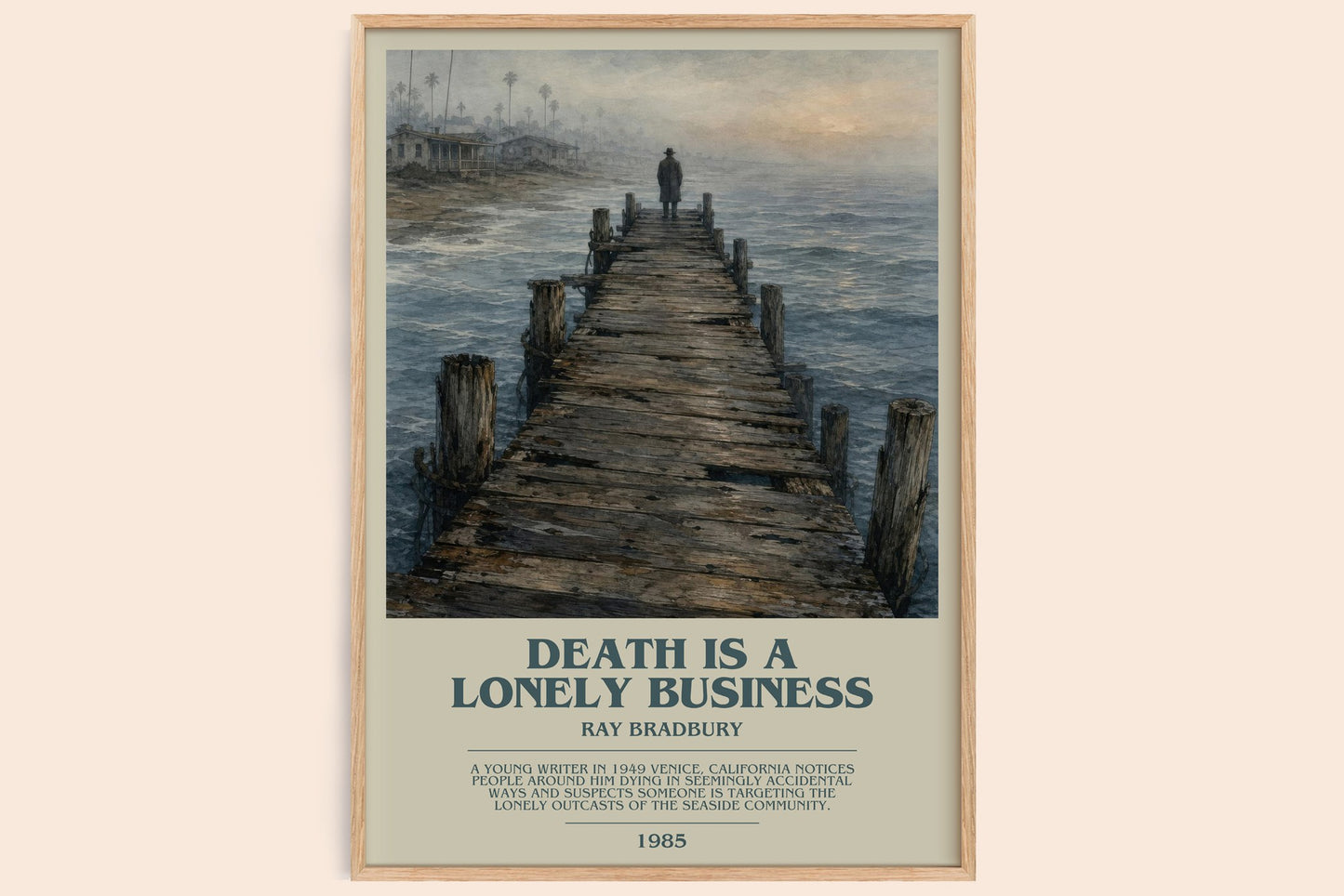Death Is A Lonely Business bookish book poster by Ray Bradbury – framed literary art print
