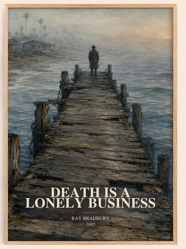 Death Is A Lonely Business watercolour book poster by Ray Bradbury – framed literary art print