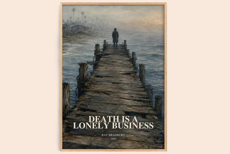 Death Is A Lonely Business watercolour book poster by Ray Bradbury – framed literary art print