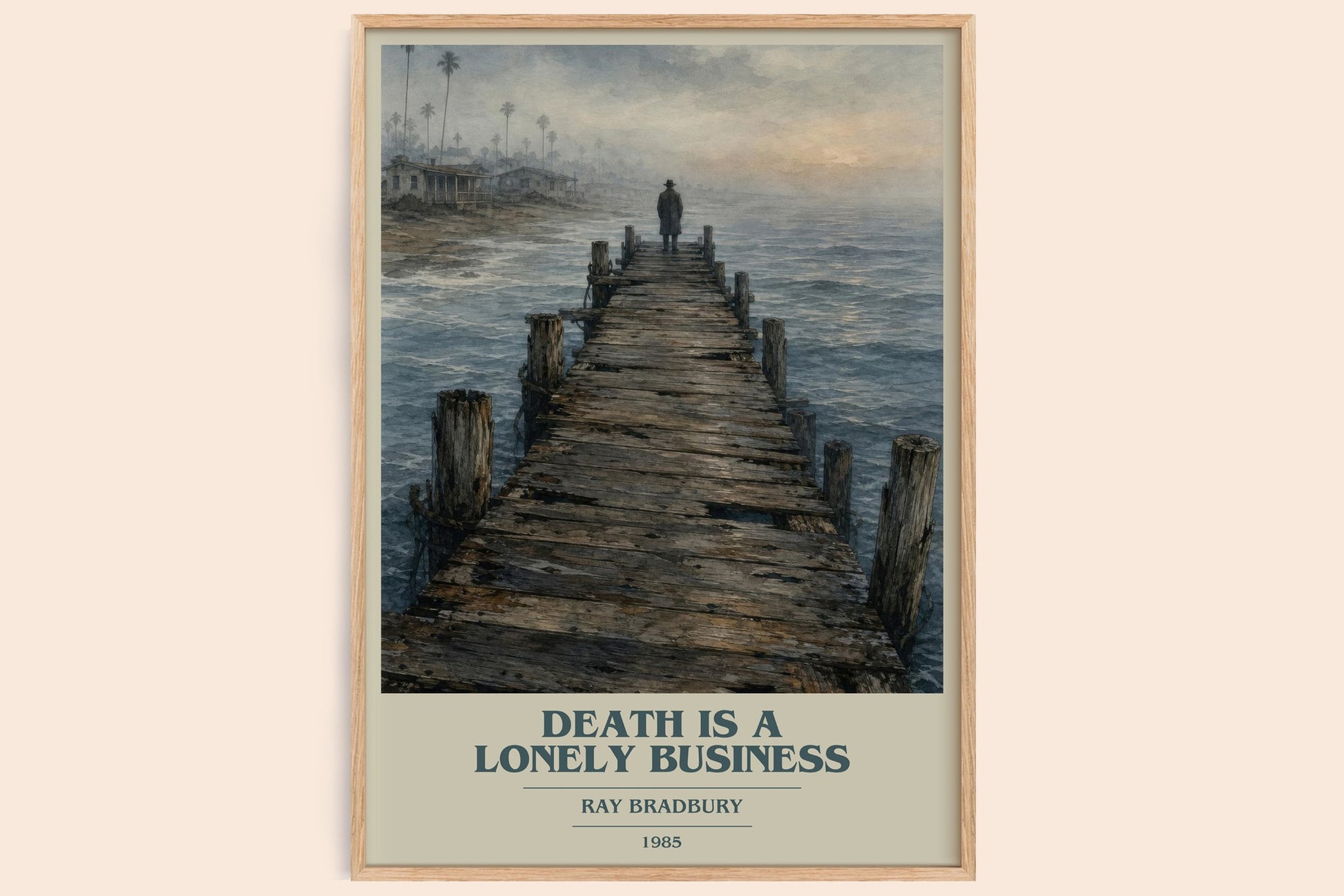 Death Is A Lonely Business book cover book poster by Ray Bradbury – framed literary art print