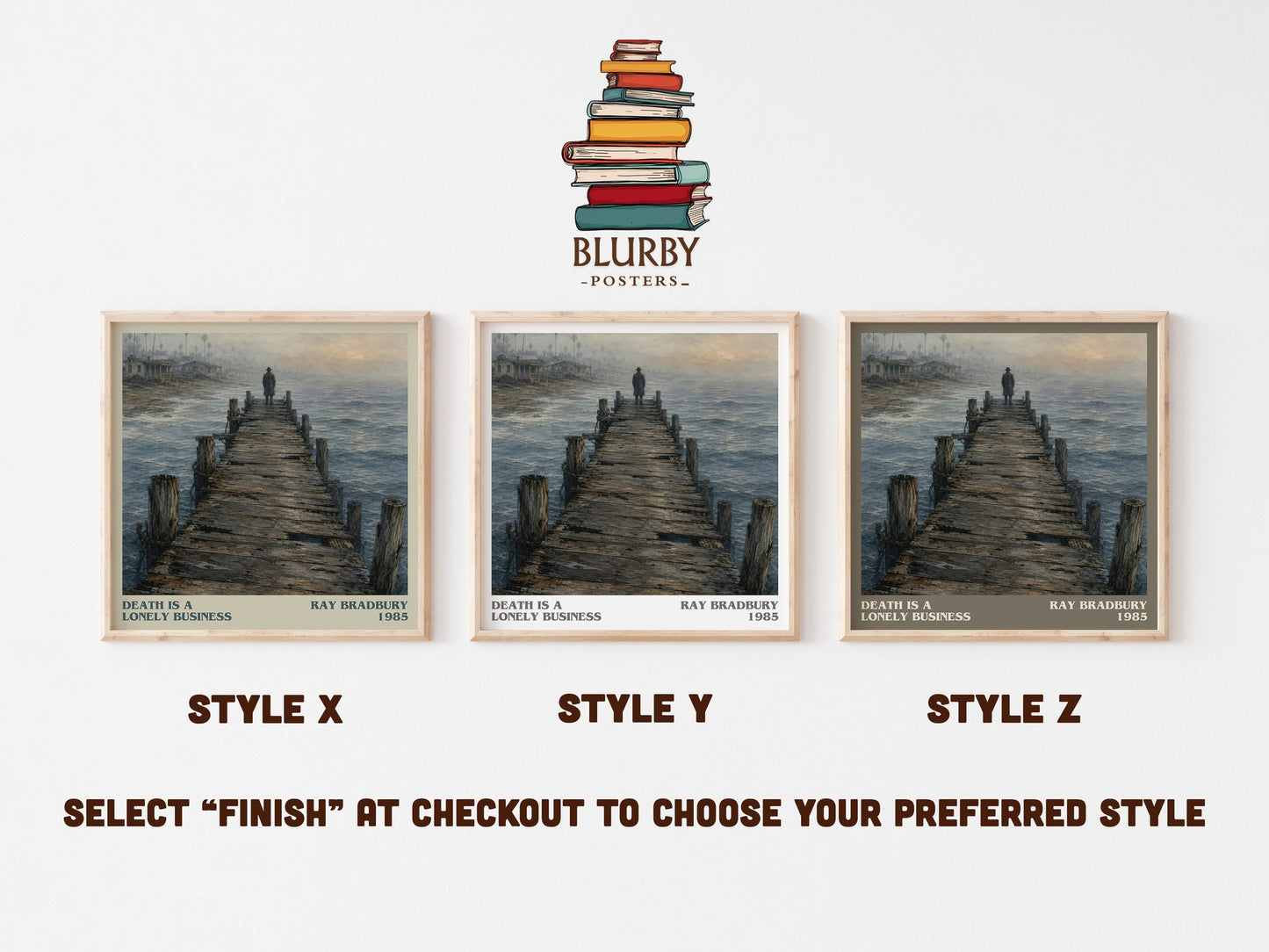 Death Is A Lonely Business literary print in frame leaning in hallway – mystery wall art