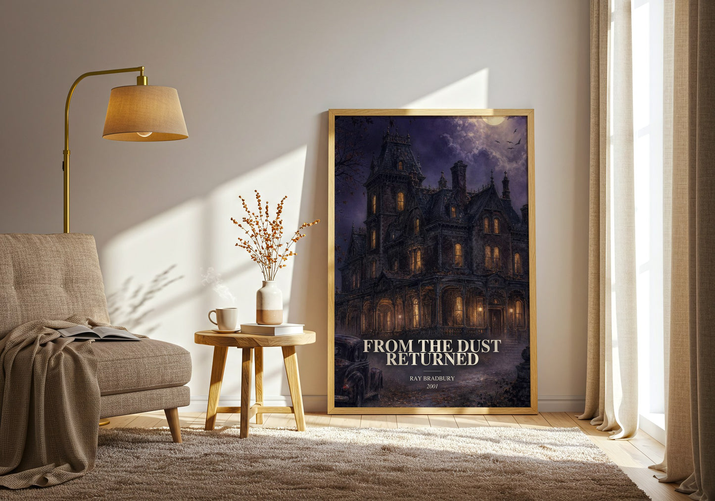 From The Dust Returned watercolour print in frame leaning in hallway – fantasy wall art