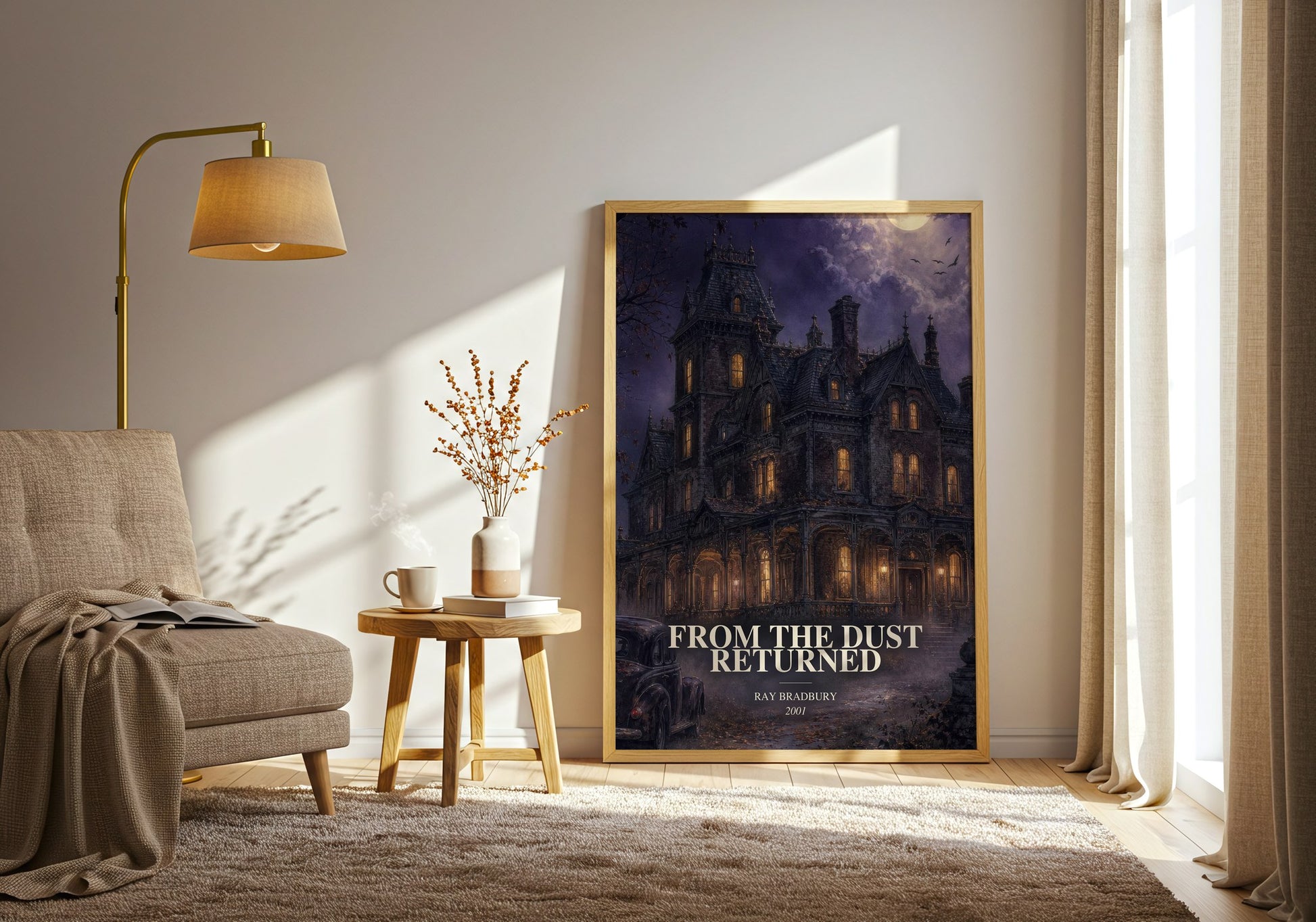 From The Dust Returned watercolour print in frame leaning in hallway – fantasy wall art