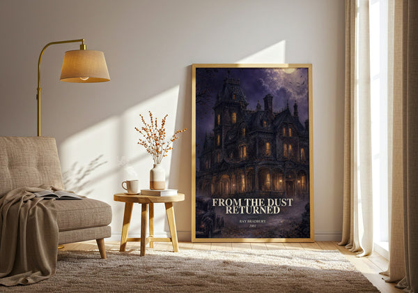 From The Dust Returned watercolour print in frame leaning in hallway – fantasy wall art