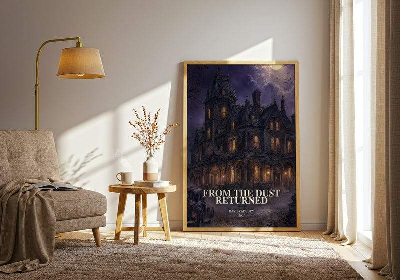 From The Dust Returned watercolour print in frame leaning in hallway – fantasy wall art