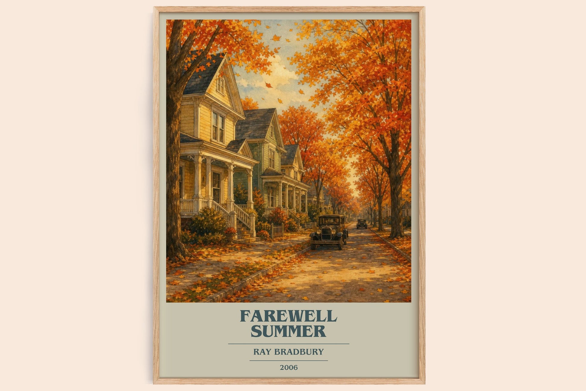 Farewell Summer book cover book poster by Ray Bradbury – framed literary art print