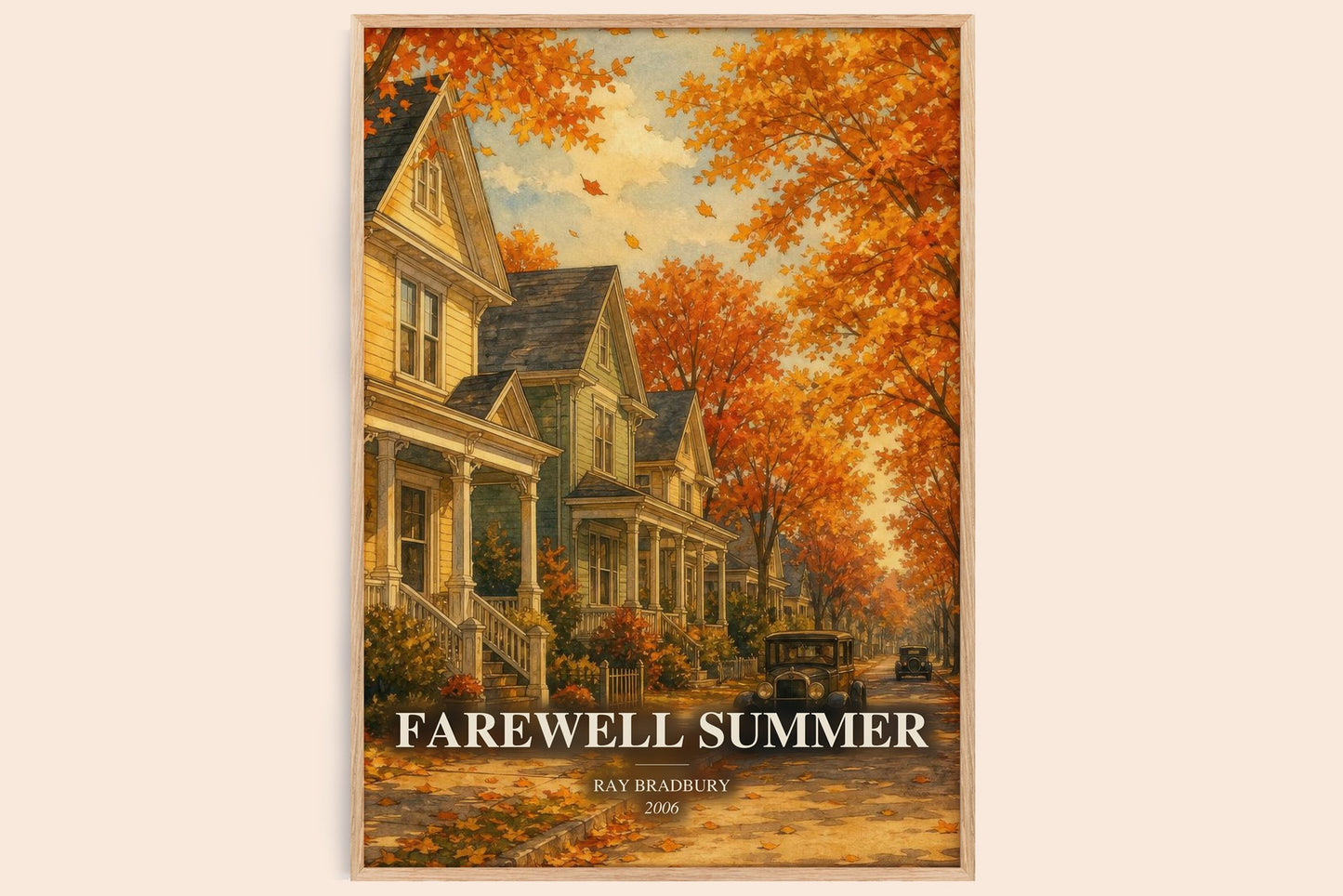 Farewell Summer watercolour book poster by Ray Bradbury – framed literary art print