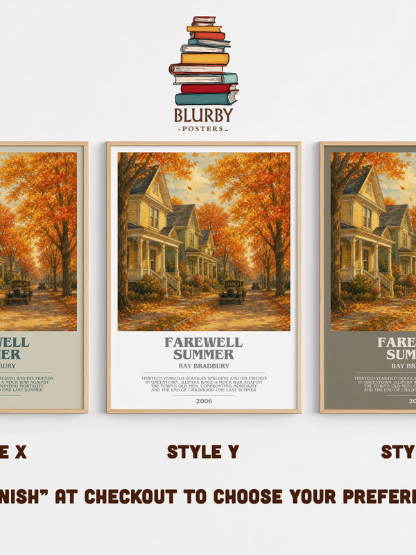 Farewell Summer bookish print in frame leaning in hallway – coming of age wall art