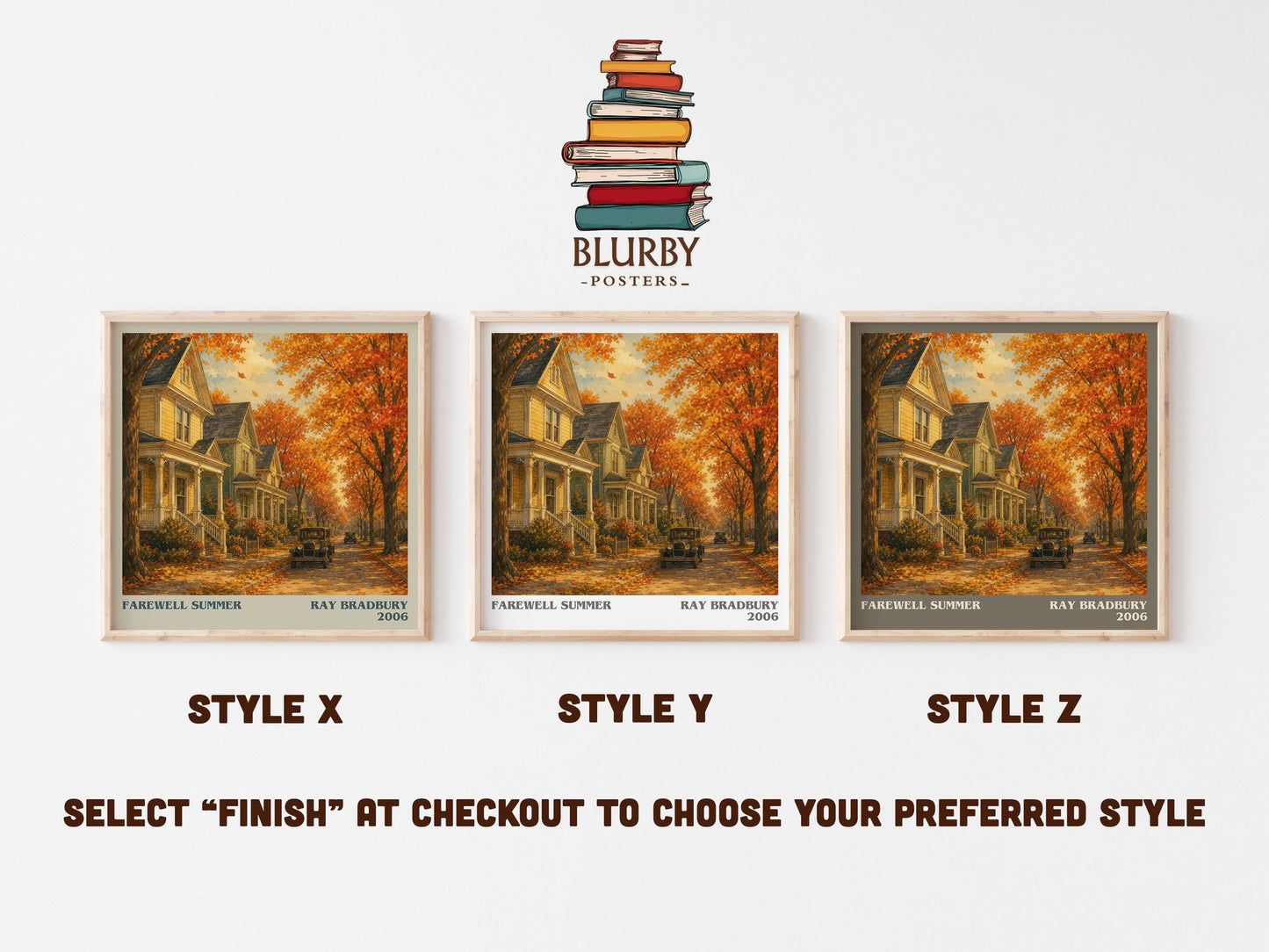 Farewell Summer literary print in frame leaning in hallway – coming of age wall art