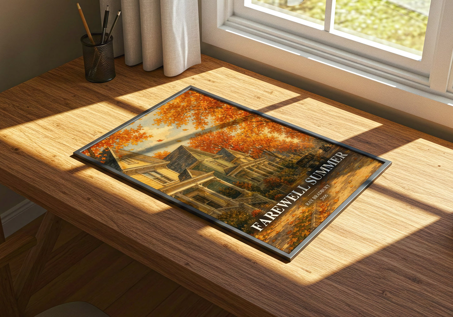 Farewell Summer watercolour book poster framed on wall – coming of age wall art