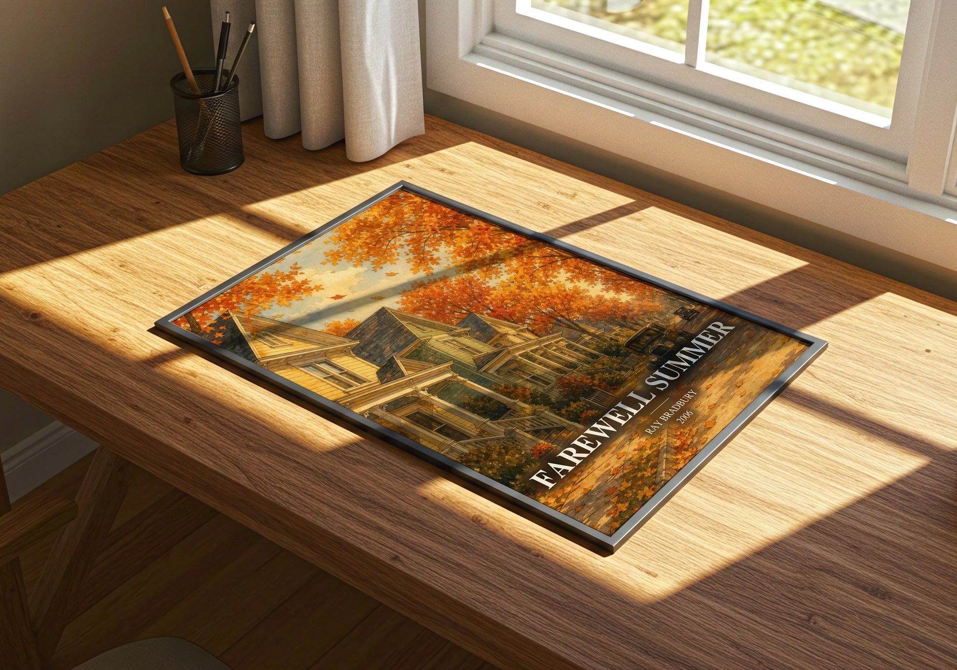 Farewell Summer watercolour book poster framed on wall – coming of age wall art