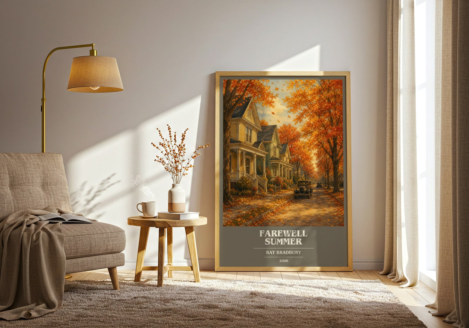 Farewell Summer book cover print on bookshelf – Ray Bradbury fan gift
