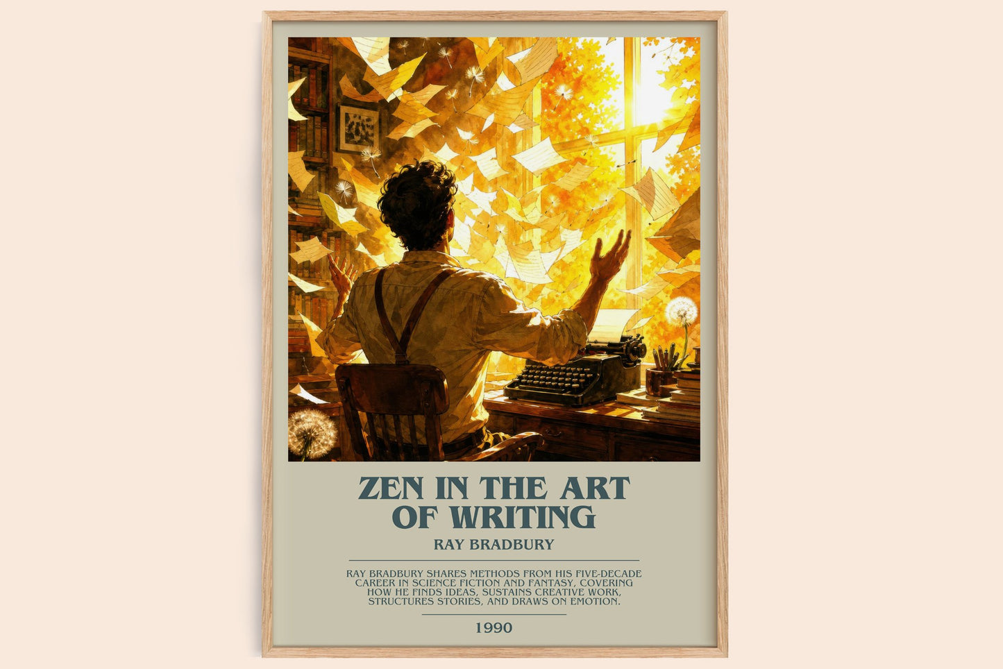 Zen In The Art Of Writing bookish book poster by Ray Bradbury – framed literary art print