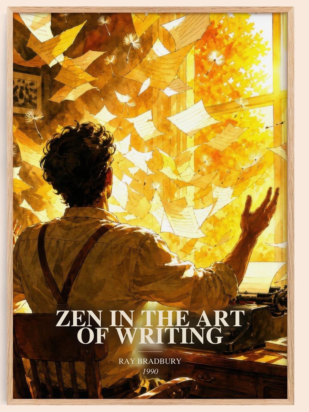 Zen In The Art Of Writing watercolour book poster by Ray Bradbury – framed literary art print
