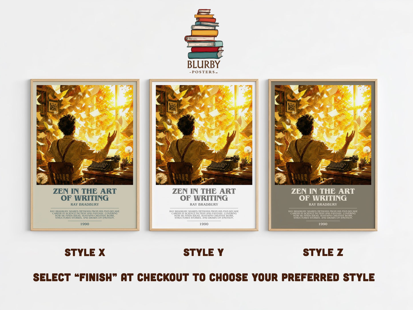 Zen In The Art Of Writing bookish print in frame leaning in hallway – non fiction wall art