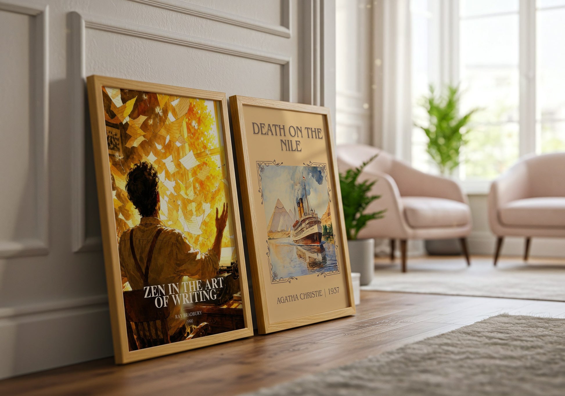 Zen In The Art Of Writing watercolour print framed by window – literary home decor