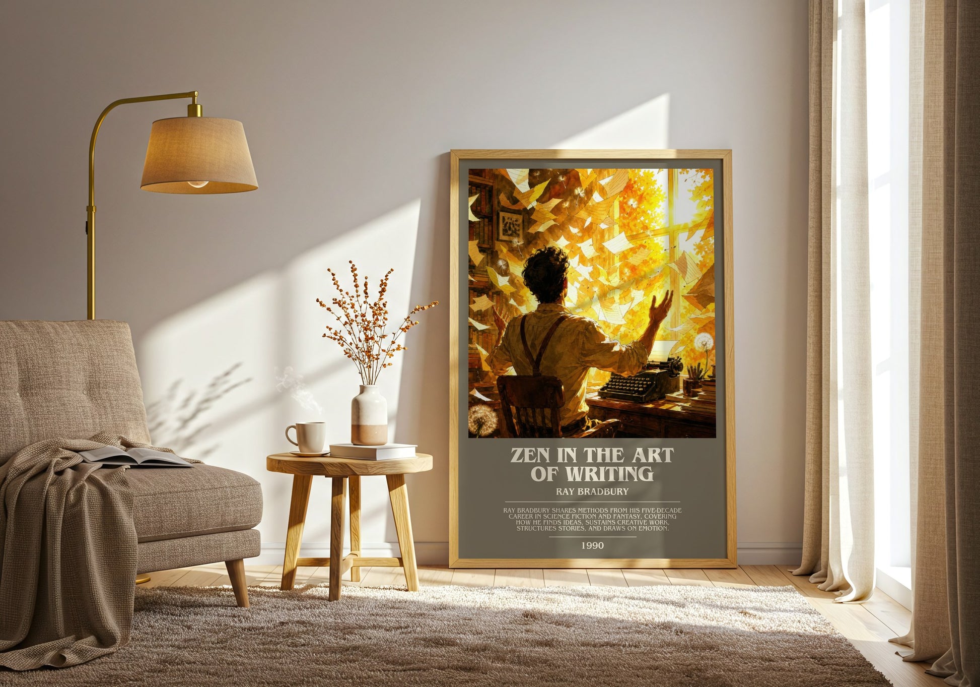 Zen In The Art Of Writing bookish print on bookshelf – Ray Bradbury fan gift