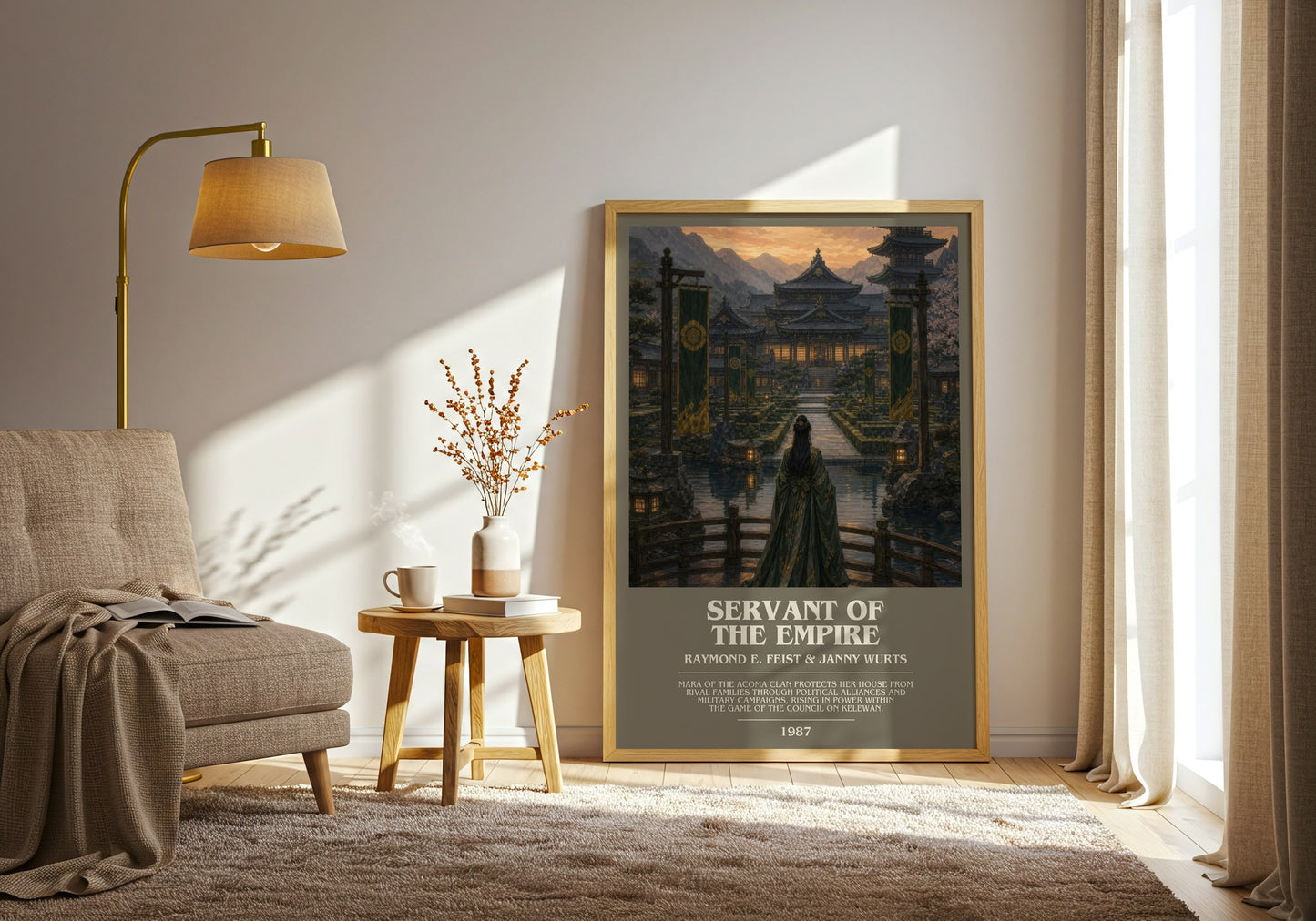 Servant Of The Empire bookish print on bookshelf – Raymond E. Feist & Janny Wurts fan gift
