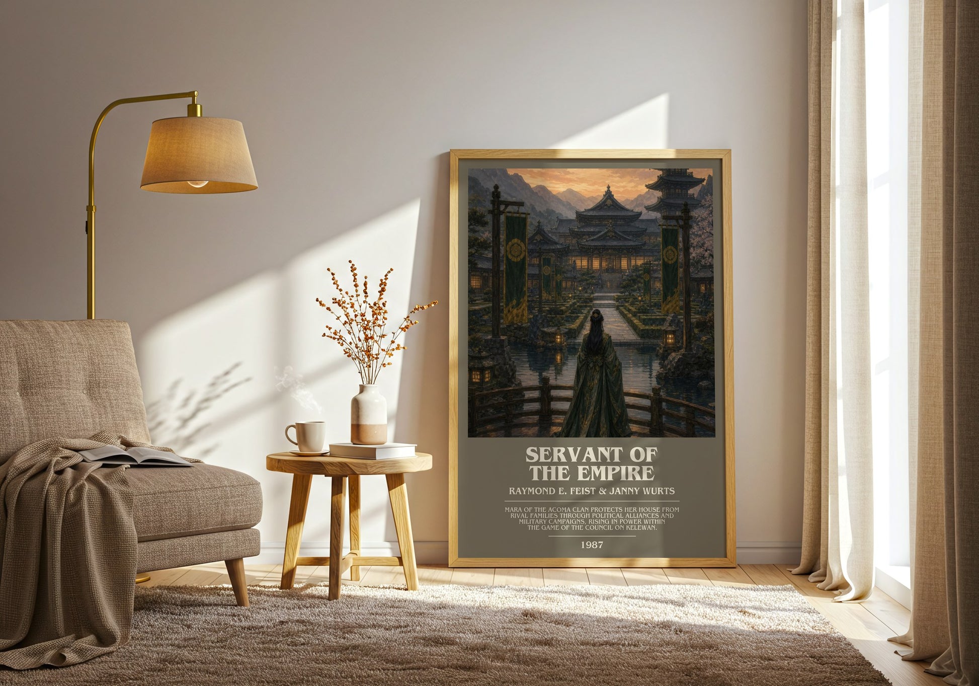 Servant Of The Empire bookish print on bookshelf – Raymond E. Feist & Janny Wurts fan gift