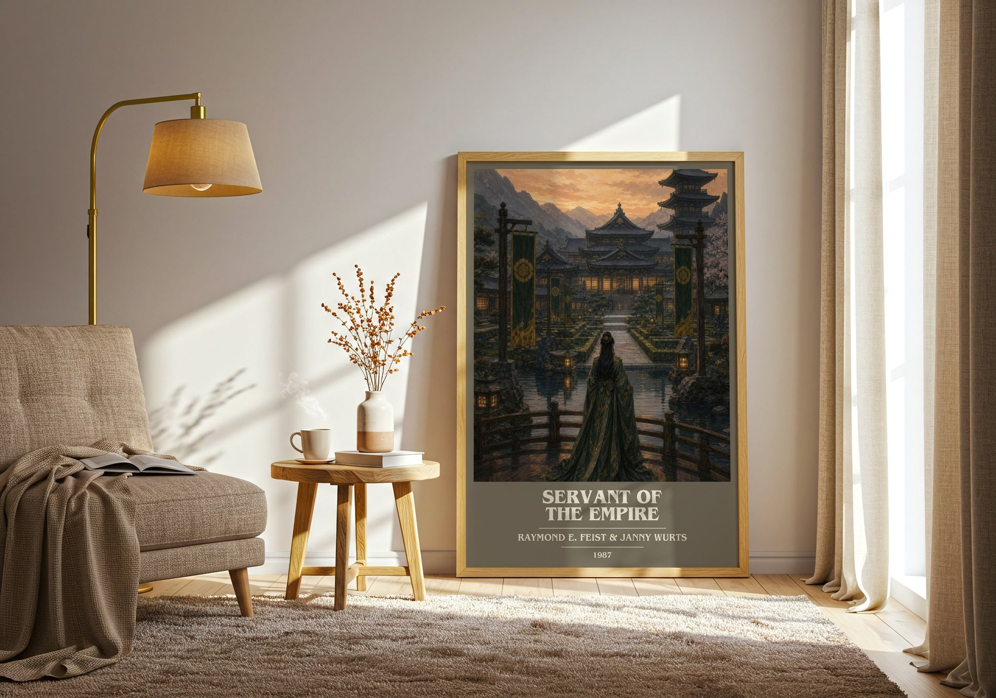 Servant Of The Empire book cover print on bookshelf – Raymond E. Feist & Janny Wurts fan gift
